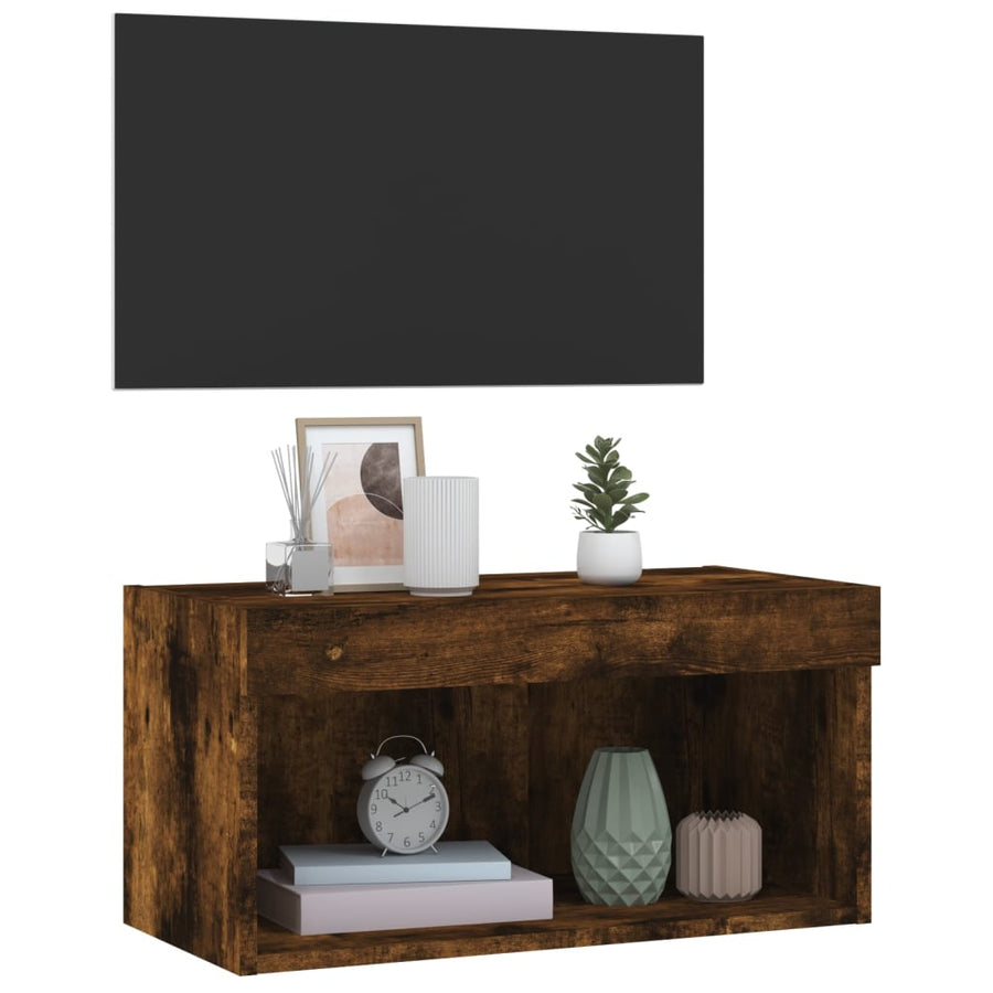 Tv-Meubel Met Led-Verlichting 60X30X30 Cm Gerookt Eikenkleurig