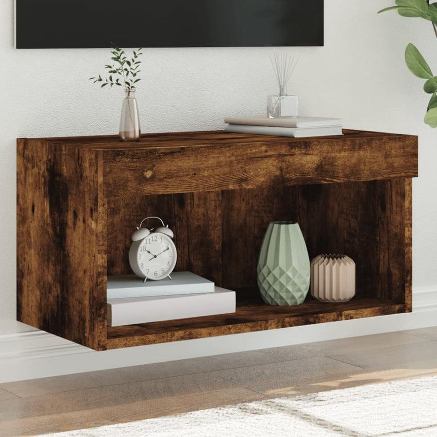 Tv-Meubel Met Led-Verlichting 60X30X30 Cm Gerookt Eikenkleurig