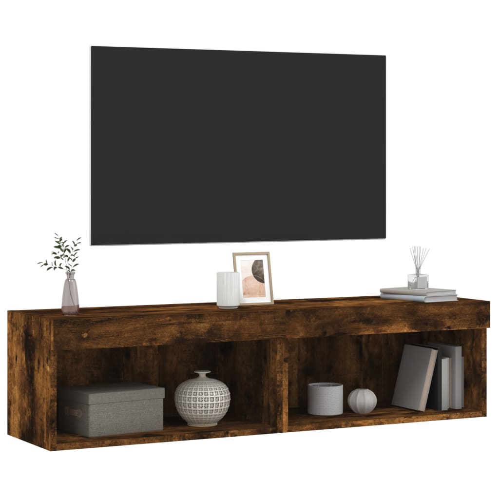 Tv-meubels met LED-verlichting 2 st 60x30x30 cm gerookt eiken