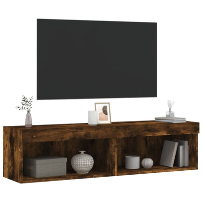 Tv-meubels met LED-verlichting 2 st 60x30x30 cm gerookt eiken