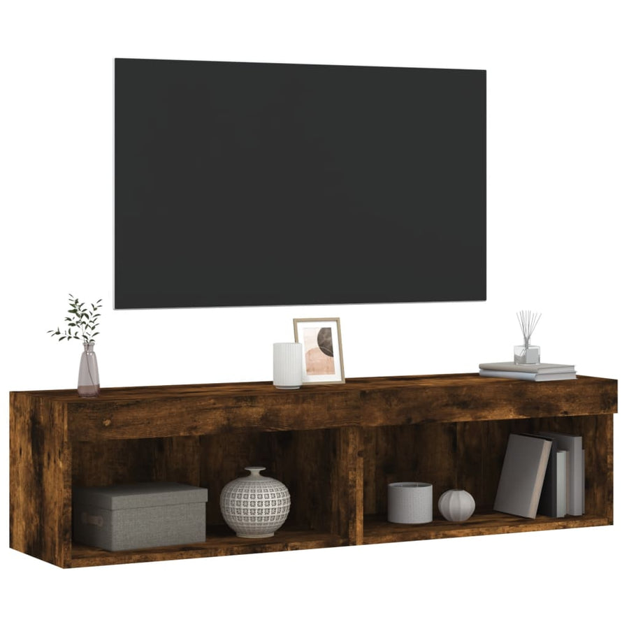 Tv-meubels met LED-verlichting 2 st 60x30x30 cm gerookt eiken