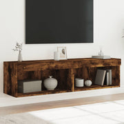 TV cabinets with LED lighting 2 pcs 60x30x30 cm smoked oak