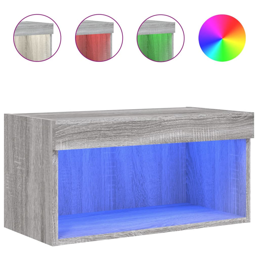 Tv-Meubel Met Led-Verlichting 60X30X30 Cm Eiken 1 60 cm Grijs sonoma
