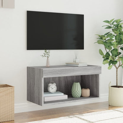 Tv-Meubel Met Led-Verlichting 60X30X30 Cm Eiken 1 60 cm Grijs sonoma