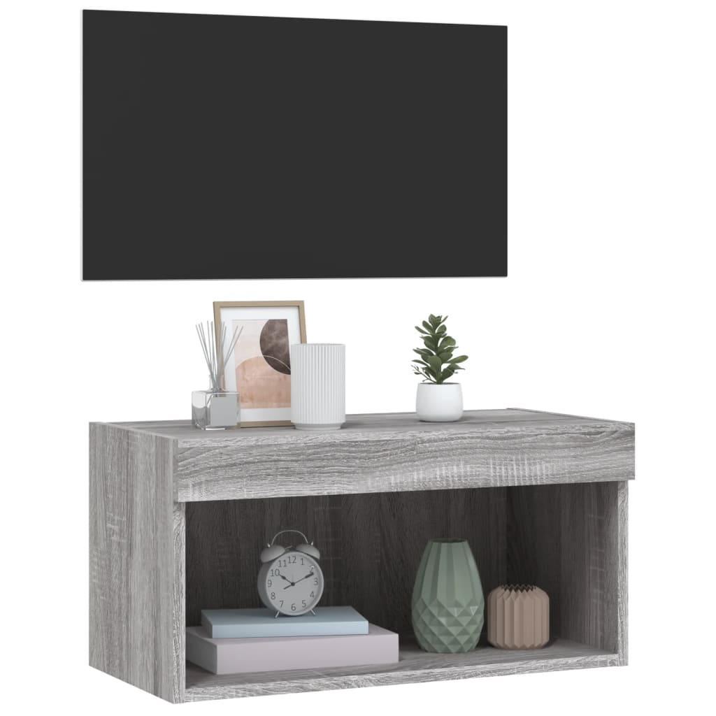 Tv-Meubel Met Led-Verlichting 60X30X30 Cm Eiken 1 60 cm Grijs sonoma