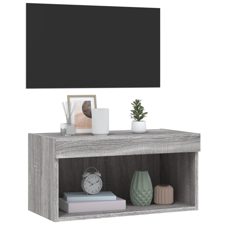 Tv-Meubel Met Led-Verlichting 60X30X30 Cm Eiken 1 60 cm Grijs sonoma
