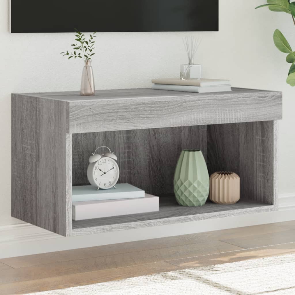 Tv-Meubel Met Led-Verlichting 60X30X30 Cm Eiken 1 60 cm Grijs sonoma
