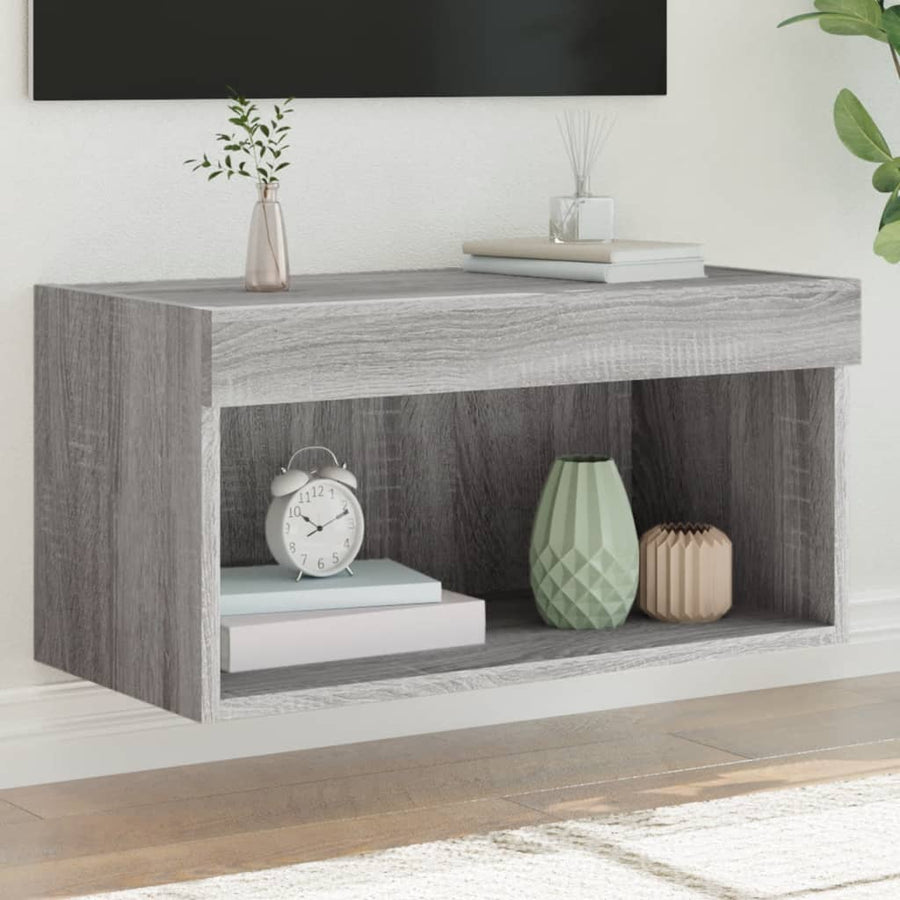 Tv-Meubel Met Led-Verlichting 60X30X30 Cm Eiken 1 60 cm Grijs sonoma