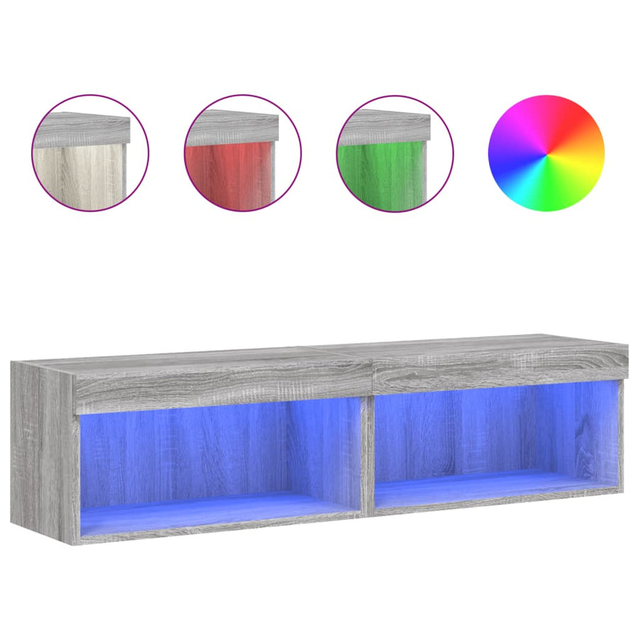 Tv-Meubels Met Led-Verlichting 60X30X30 Cm 2 60 cm Grijs sonoma