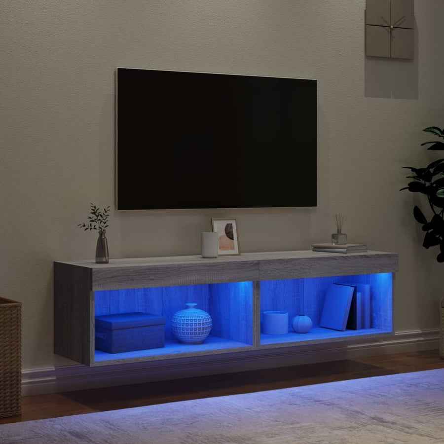 Tv-Meubels Met Led-Verlichting 60X30X30 Cm 2 60 cm Grijs sonoma