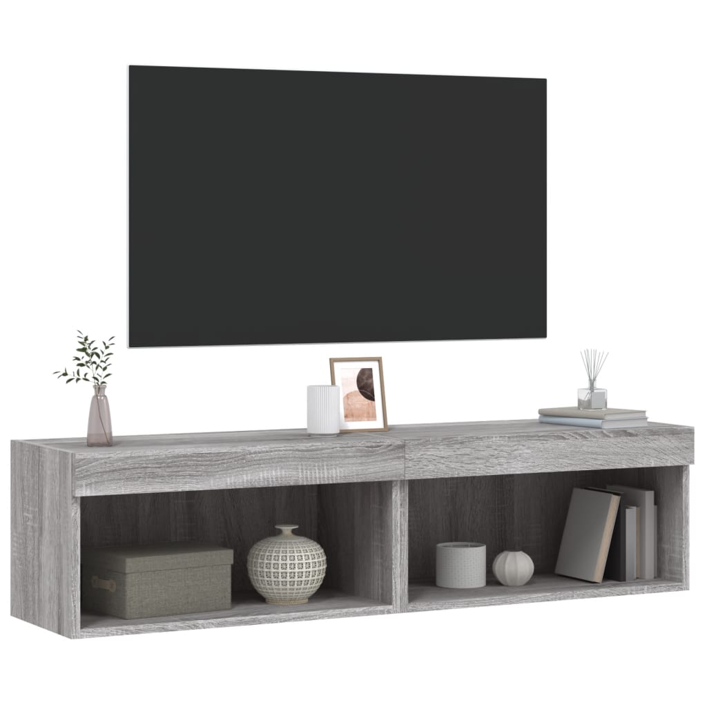 Tv-Meubels Met Led-Verlichting 60X30X30 Cm 2 60 cm Grijs sonoma