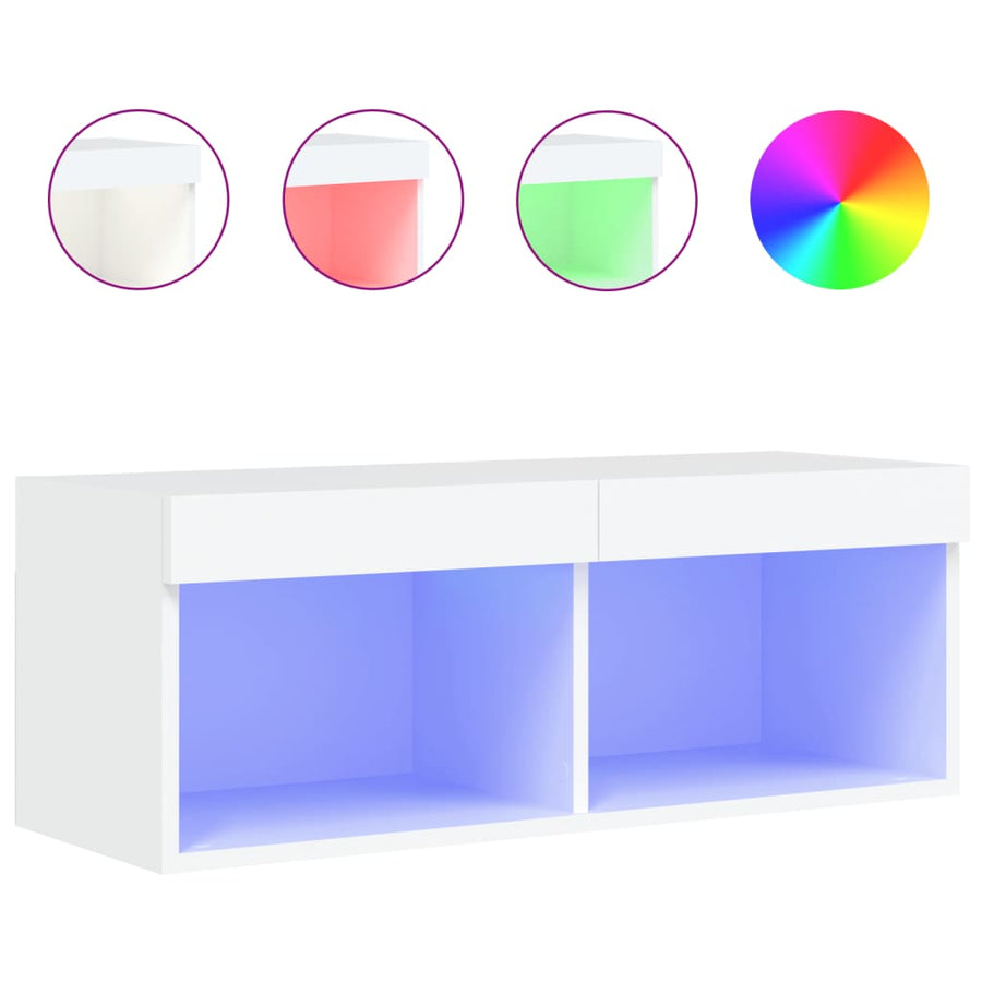 Tv-Meubel Met Led-Verlichting 80X30X30 Cm Wit
