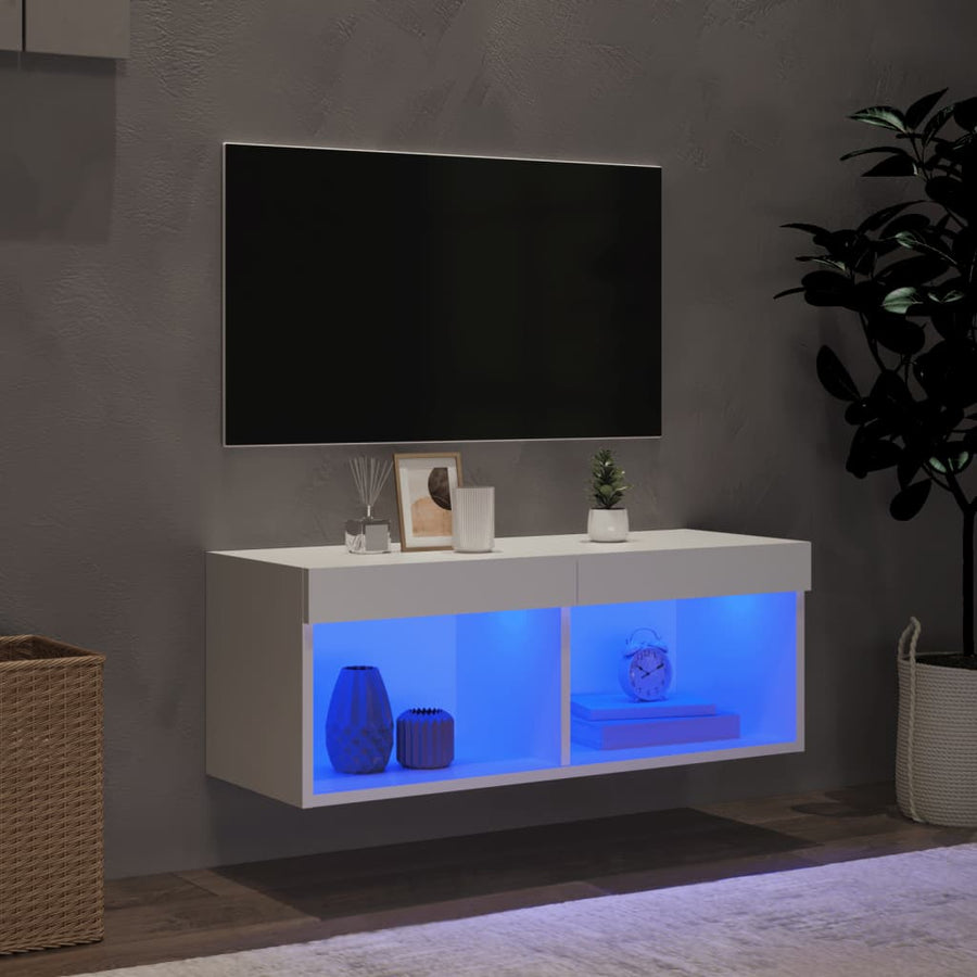 Tv-Meubel Met Led-Verlichting 80X30X30 Cm Wit
