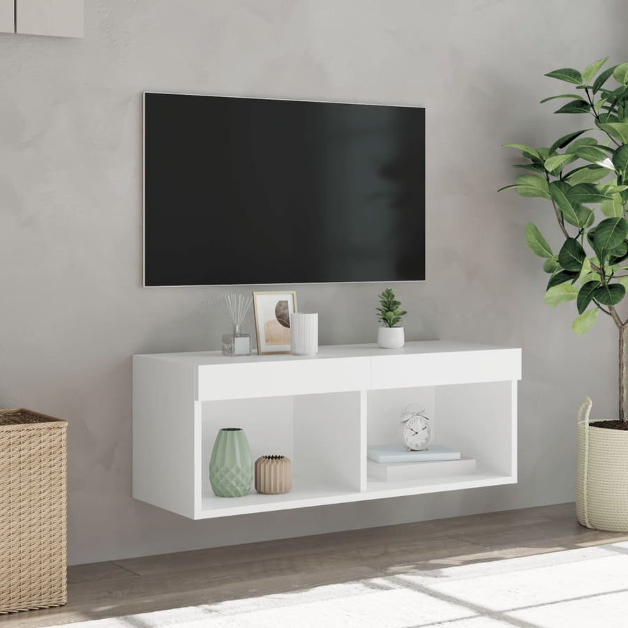 Tv-Meubel Met Led-Verlichting 80X30X30 Cm Wit