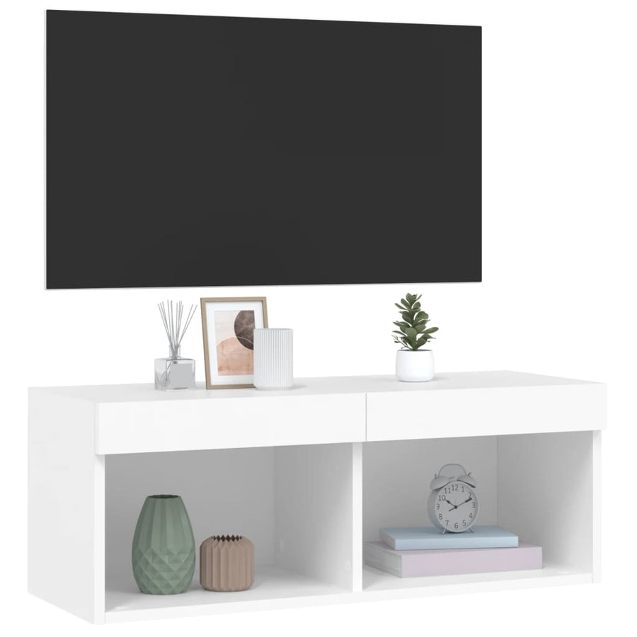 Tv-Meubel Met Led-Verlichting 80X30X30 Cm Wit