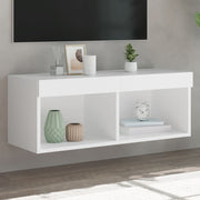 TV cabinet with LED lighting 80x30x30 cm white