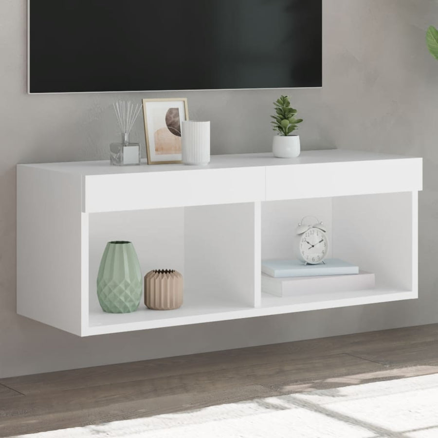 Tv-Meubel Met Led-Verlichting 80X30X30 Cm Wit