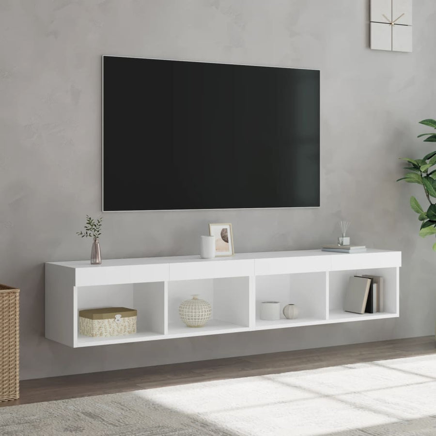 Tv-Meubels Met Led-Verlichting 2 St 80X30X30 Cm Wit