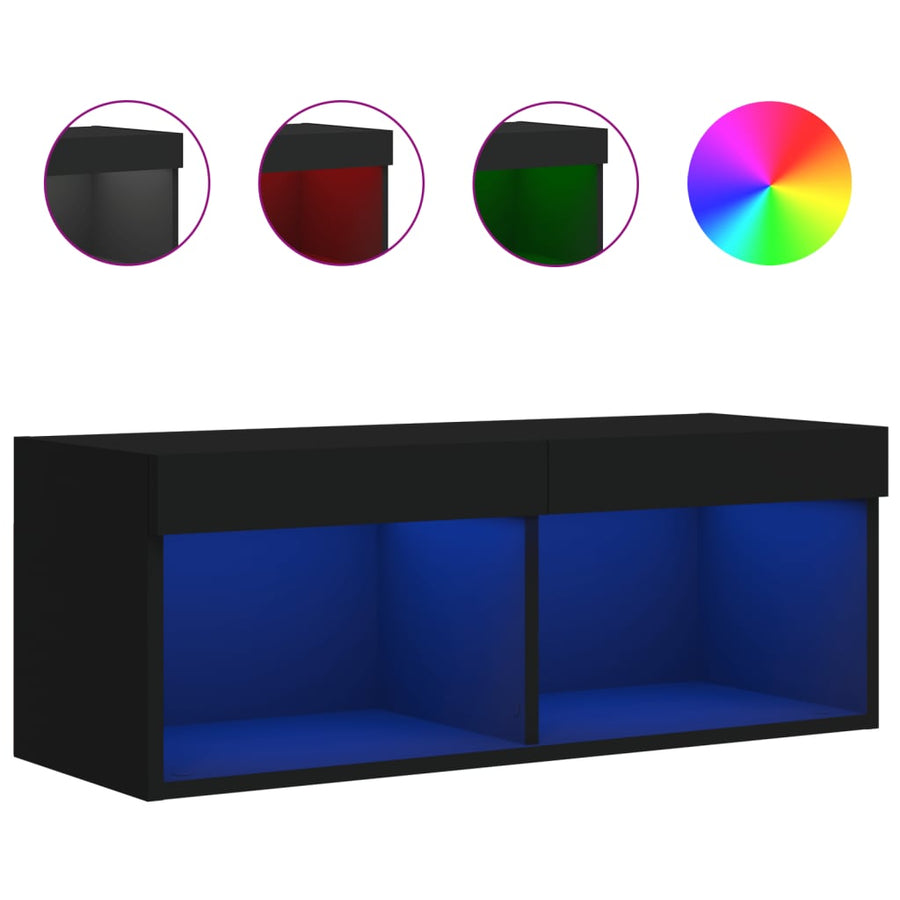 Tv-Meubel Met Led-Verlichting 80X30X30 Cm Zwart