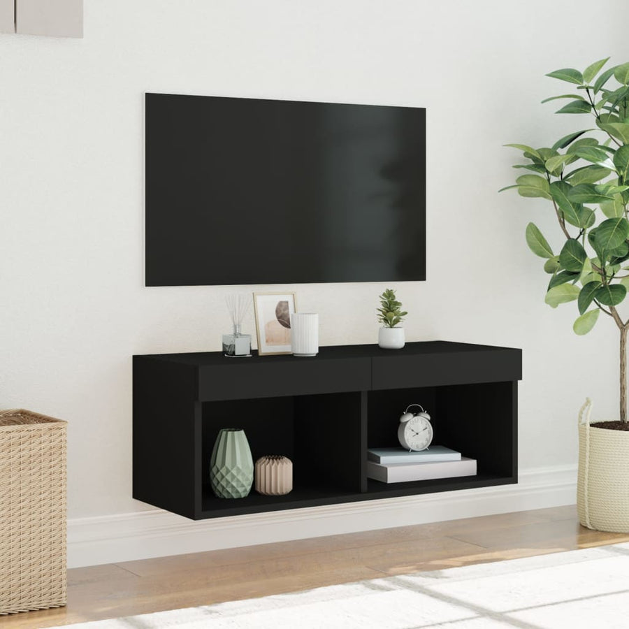 Tv-Meubel Met Led-Verlichting 80X30X30 Cm Zwart