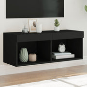 TV Cabinet with LED Lights 80x30x30 cm Black
