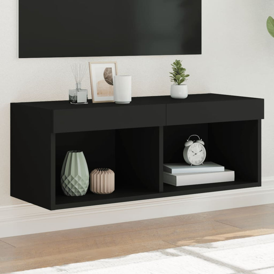 Tv-Meubel Met Led-Verlichting 80X30X30 Cm Zwart