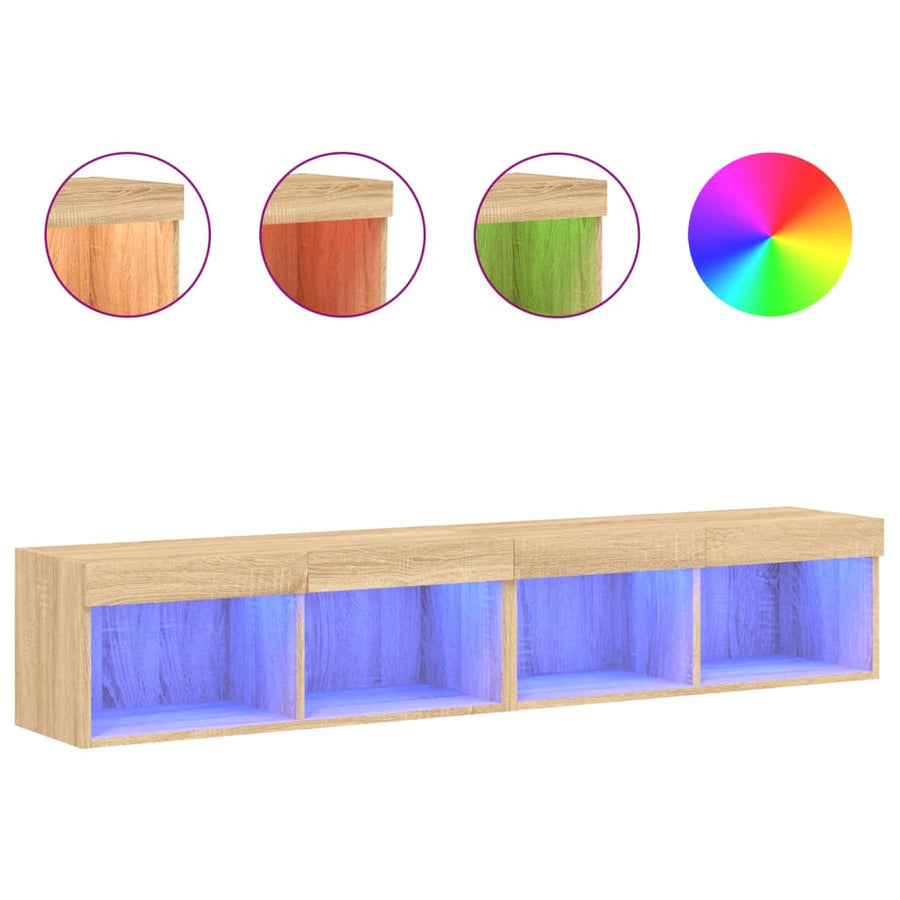 Tv-Meubels Met Led-Verlichting 2 St 80X30X30 Cm Sonoma Eiken