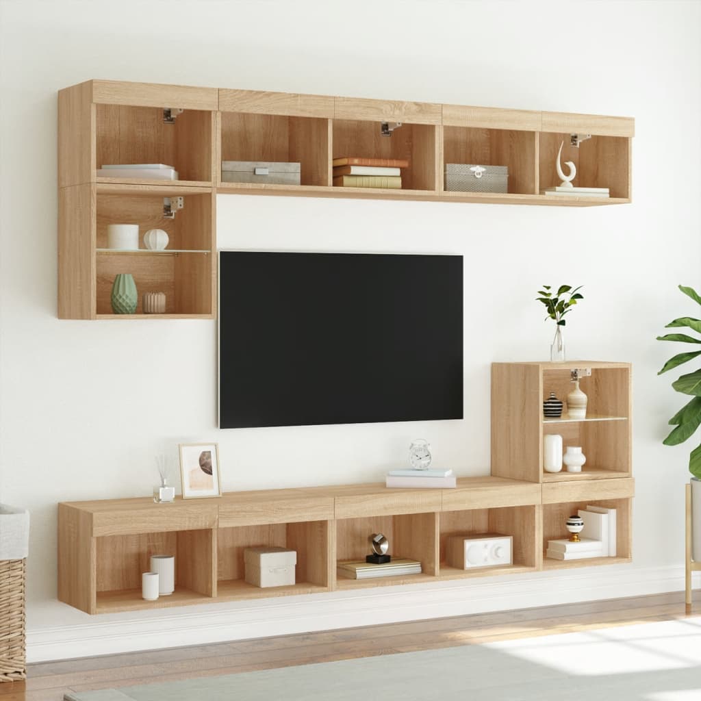 Tv-Meubels Met Led-Verlichting 2 St 80X30X30 Cm Sonoma Eiken