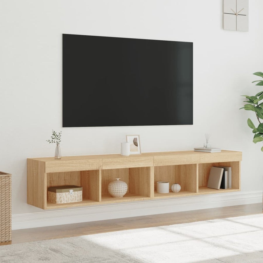 Tv-Meubels Met Led-Verlichting 2 St 80X30X30 Cm Sonoma Eiken