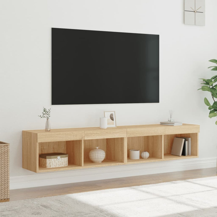 Tv-Meubels Met Led-Verlichting 2 St 80X30X30 Cm Sonoma Eiken