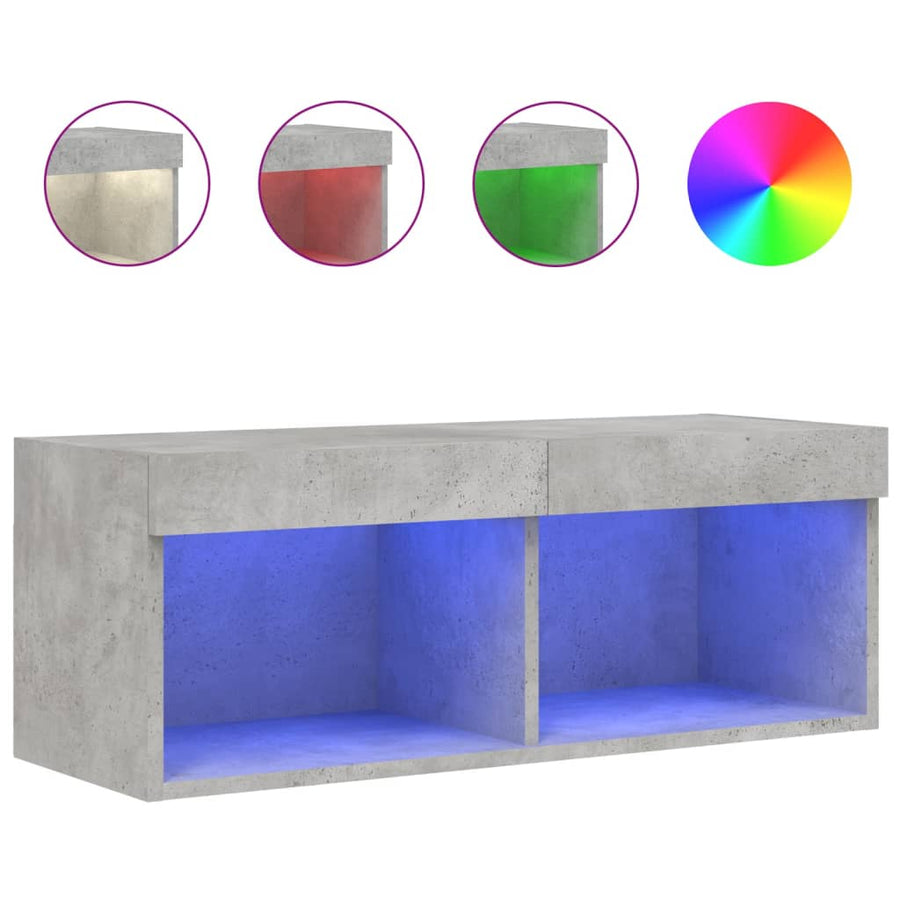 Tv-Meubel Met Led-Verlichting 80X30X30 Cm Betongrijs