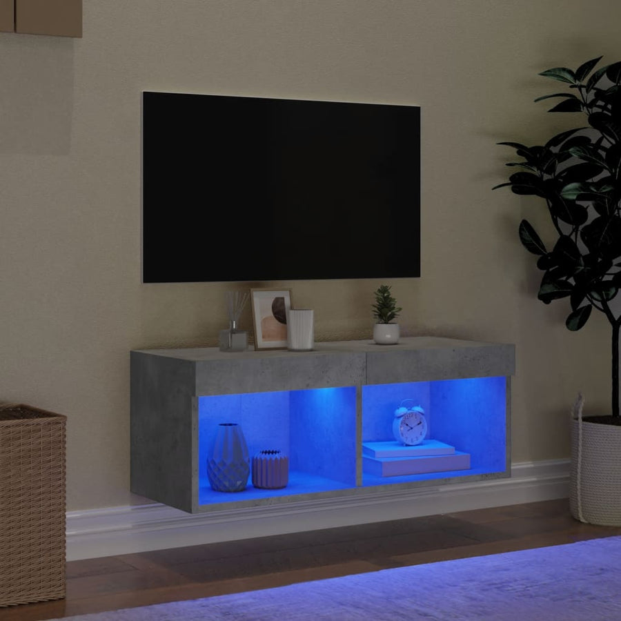 Tv-Meubel Met Led-Verlichting 80X30X30 Cm Betongrijs