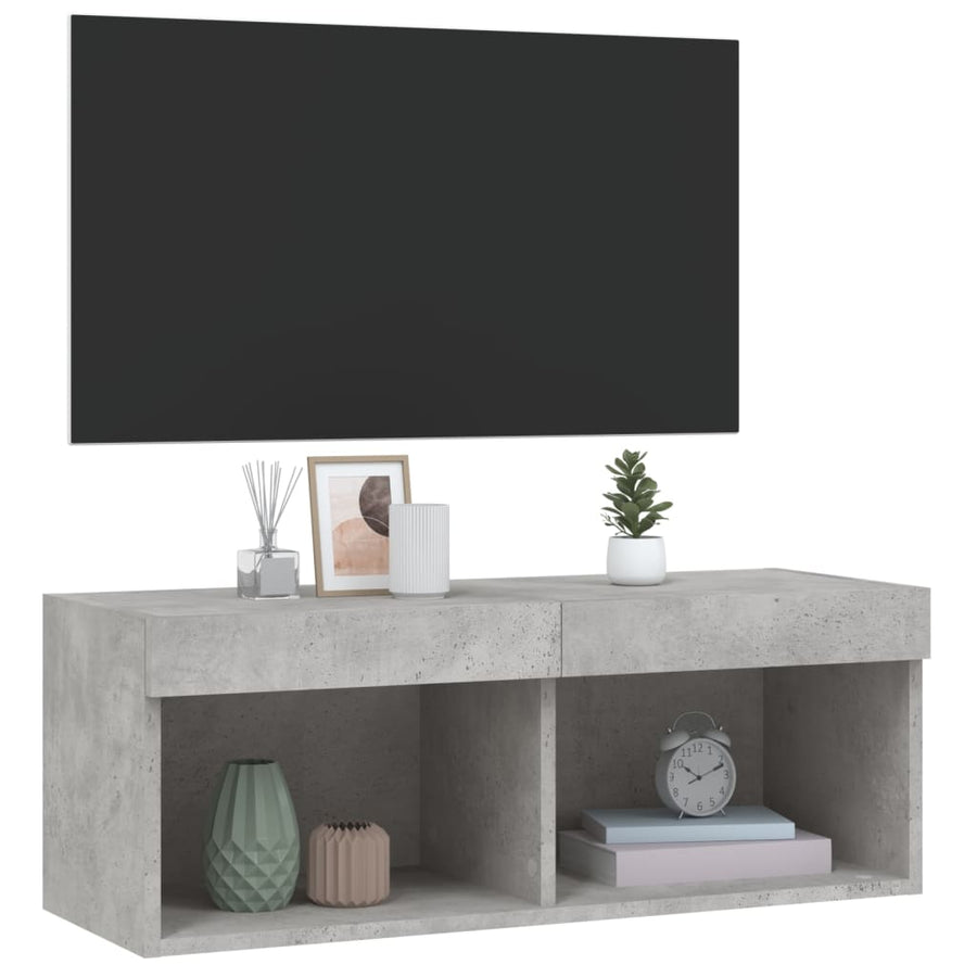 Tv-Meubel Met Led-Verlichting 80X30X30 Cm Betongrijs