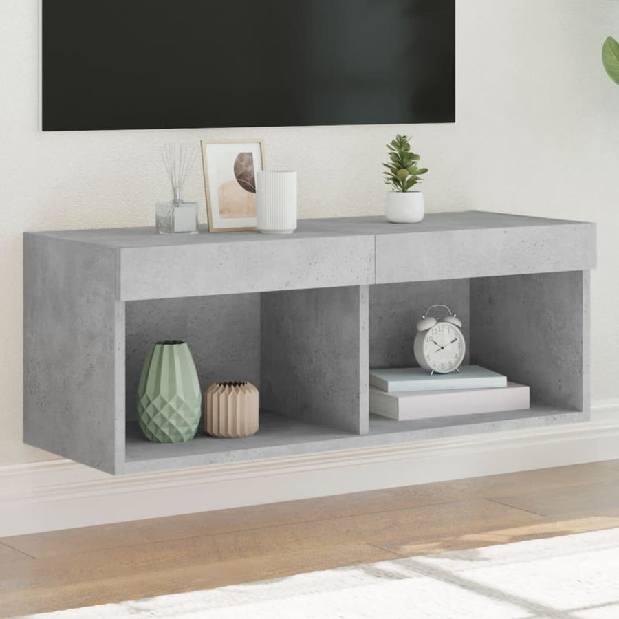 Tv-Meubel Met Led-Verlichting 80X30X30 Cm Betongrijs