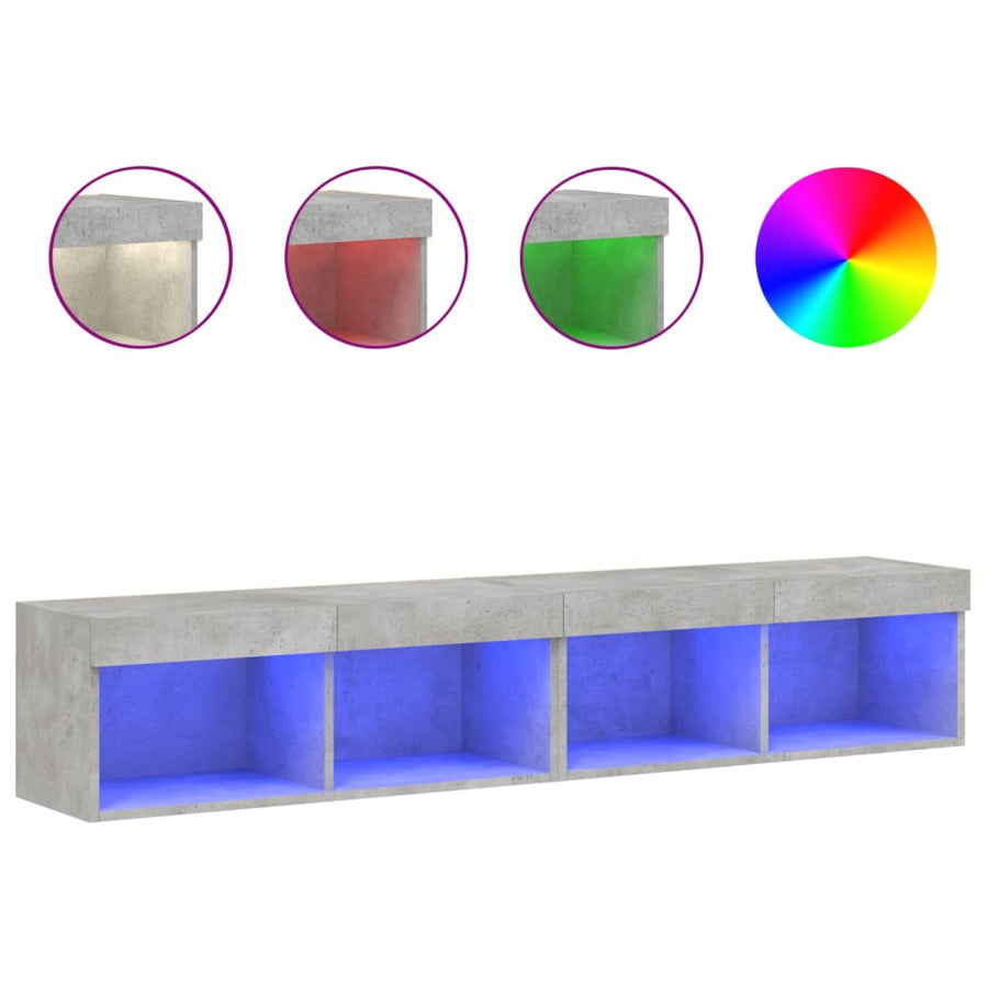Tv-Meubels Met Led-Verlichting 2 St 80X30X30 Cm Betongrijs