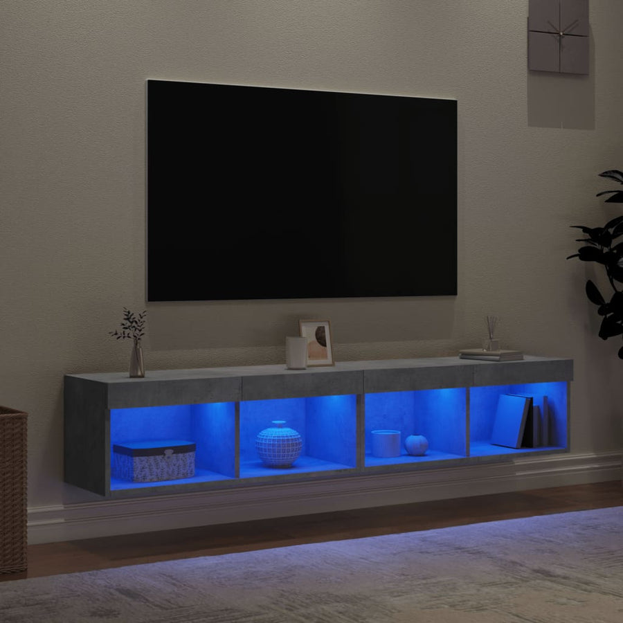 Tv-Meubels Met Led-Verlichting 2 St 80X30X30 Cm Betongrijs