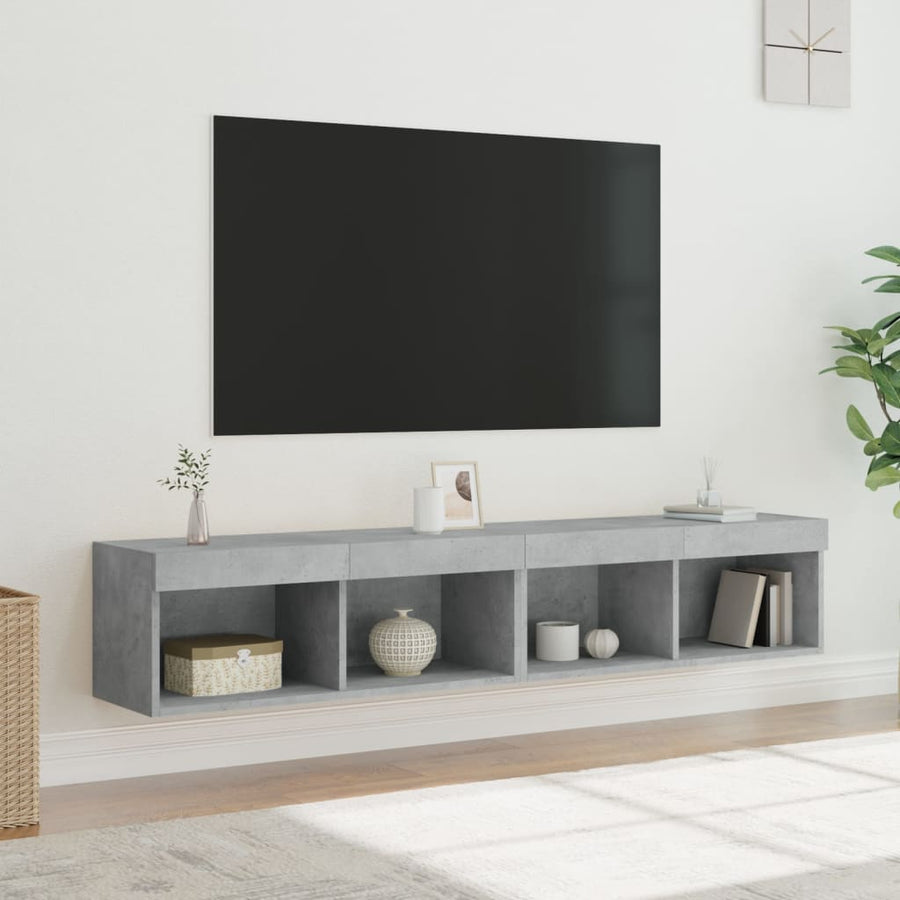 Tv-Meubels Met Led-Verlichting 2 St 80X30X30 Cm Betongrijs