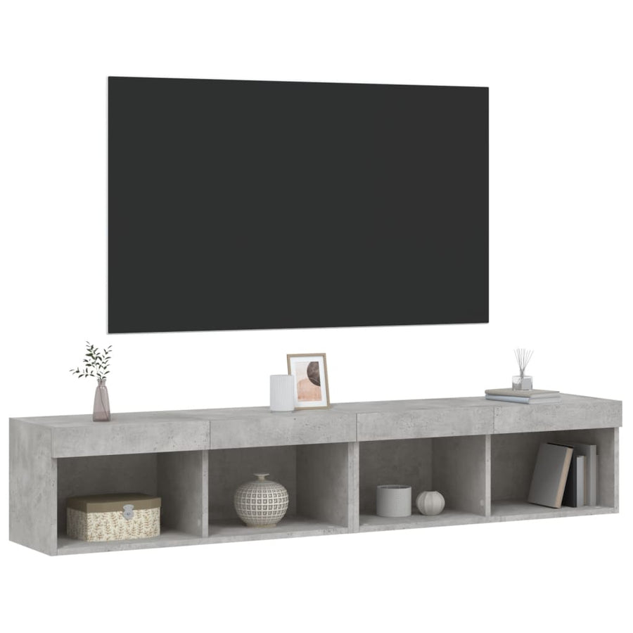 Tv-Meubels Met Led-Verlichting 2 St 80X30X30 Cm Betongrijs