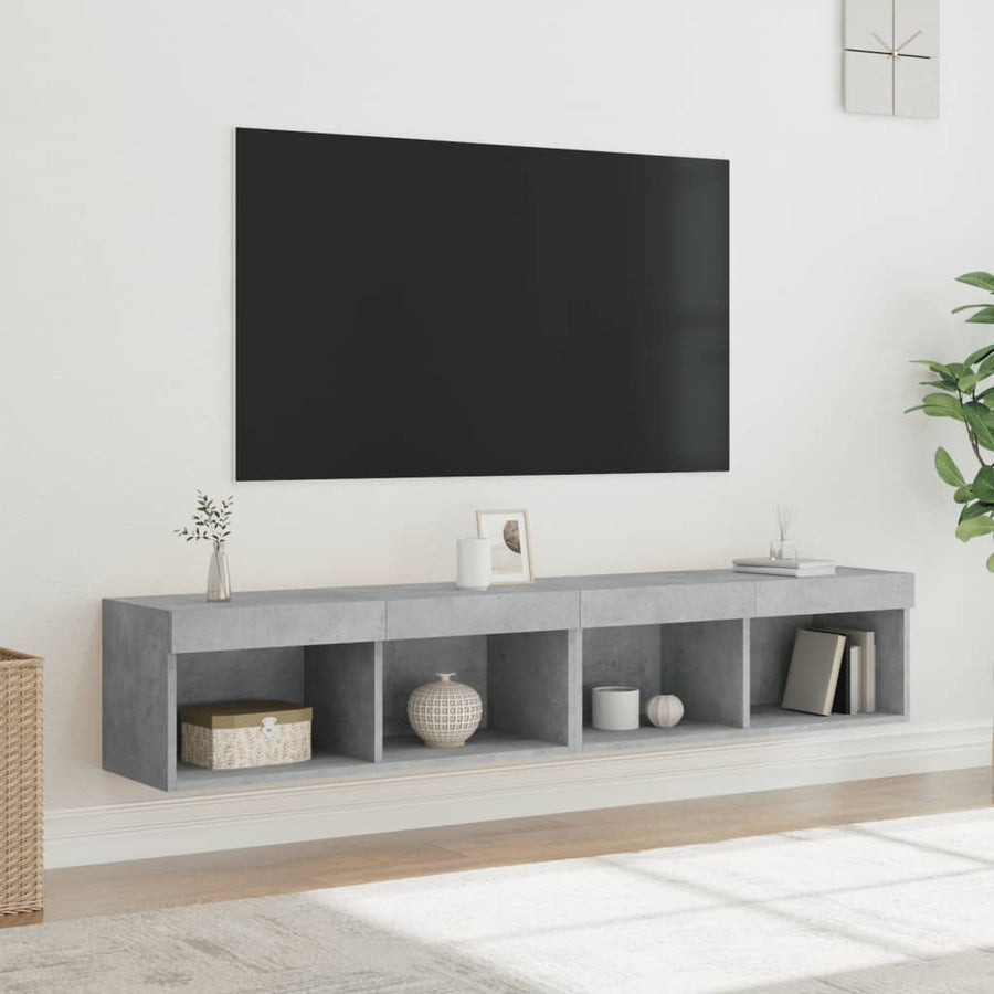 Tv-Meubels Met Led-Verlichting 2 St 80X30X30 Cm Betongrijs