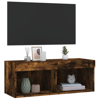 Tv-Meubel Met Led-Verlichting 80X30X30 Cm Gerookt Eikenkleurig