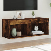 TV cabinet with LED lighting 80x30x30 cm smoked oak