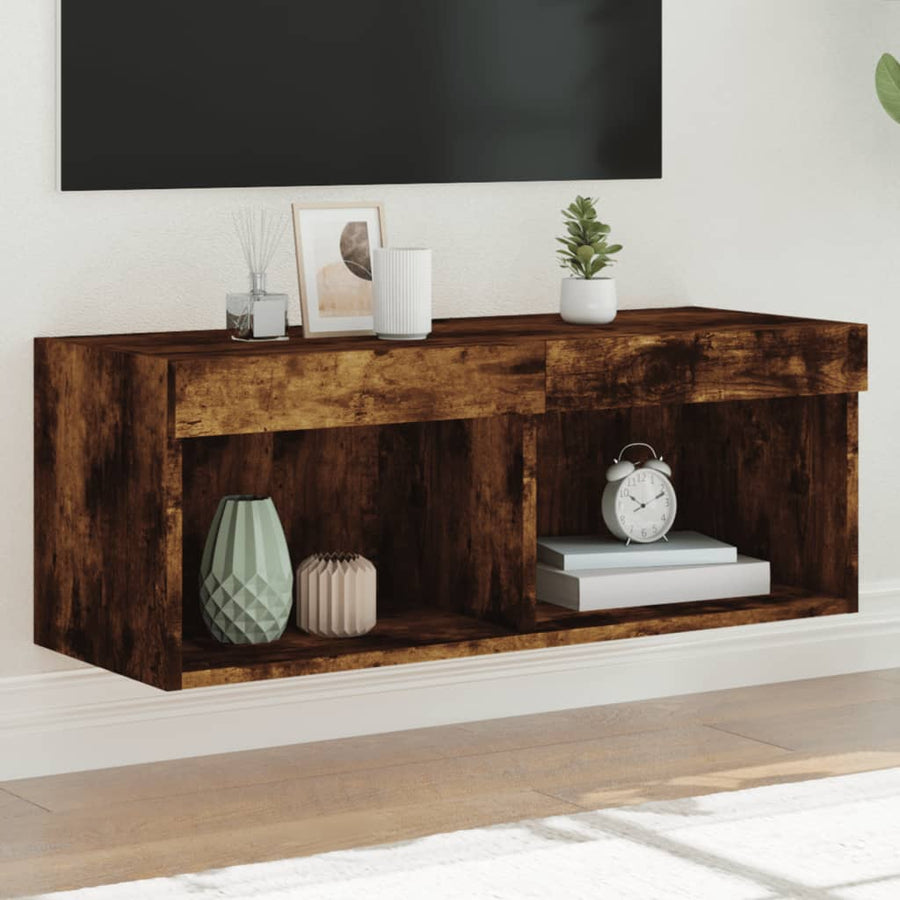 Tv-Meubel Met Led-Verlichting 80X30X30 Cm Gerookt Eikenkleurig