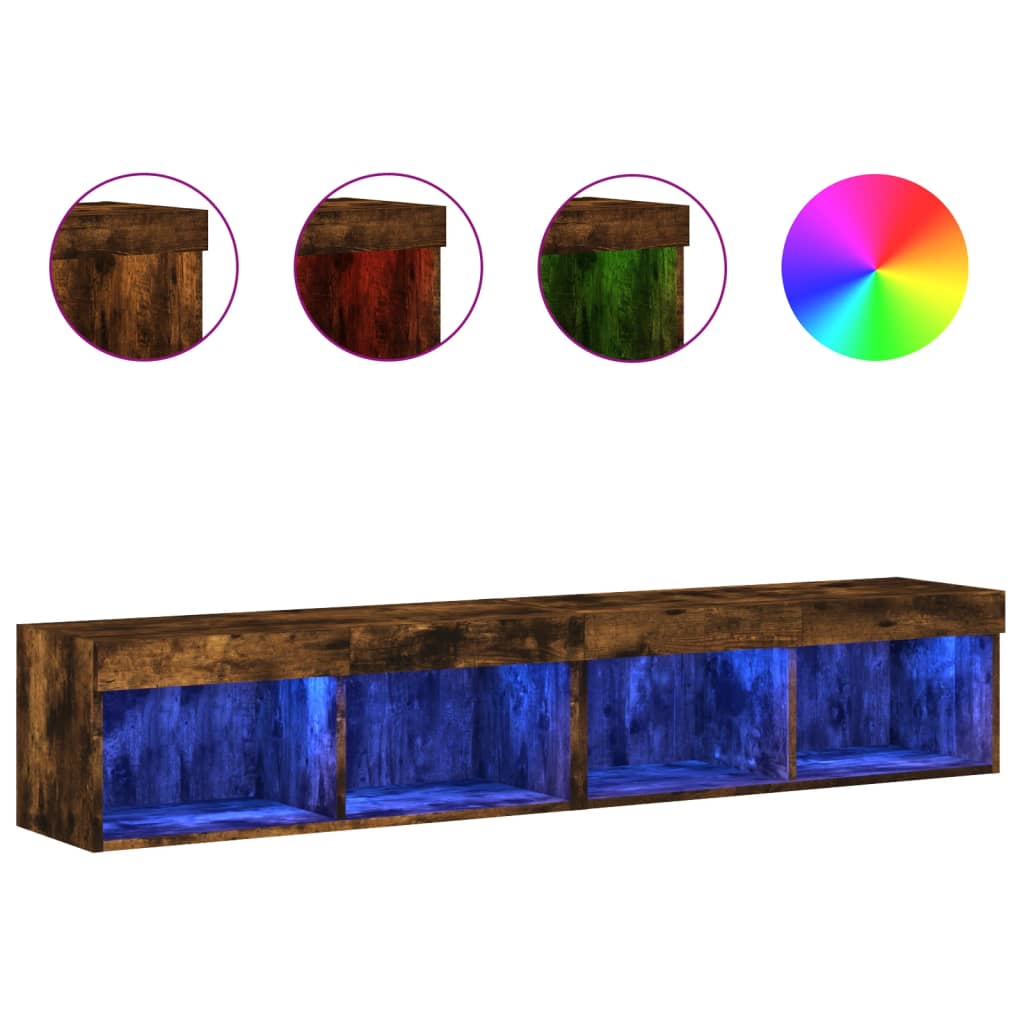 Tv-Meubels Met Led-Verlichting 2 80 x 30 x 30 cm Gerookt eiken