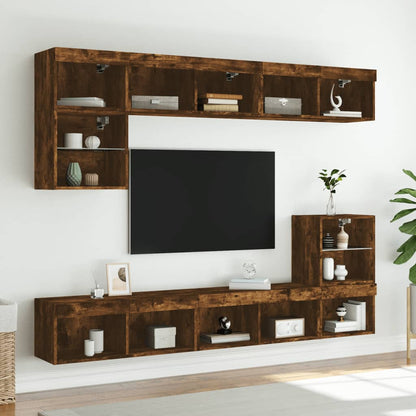 Tv-Meubels Met Led-Verlichting 2 80 x 30 x 30 cm Gerookt eiken