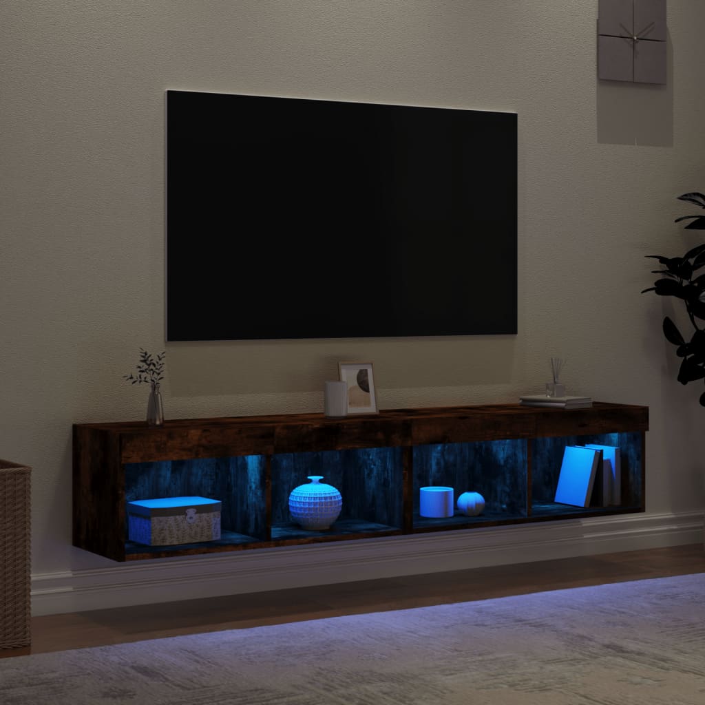 Tv-Meubels Met Led-Verlichting 2 80 x 30 x 30 cm Gerookt eiken