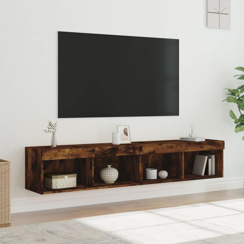 Tv-Meubels Met Led-Verlichting 2 80 x 30 x 30 cm Gerookt eiken