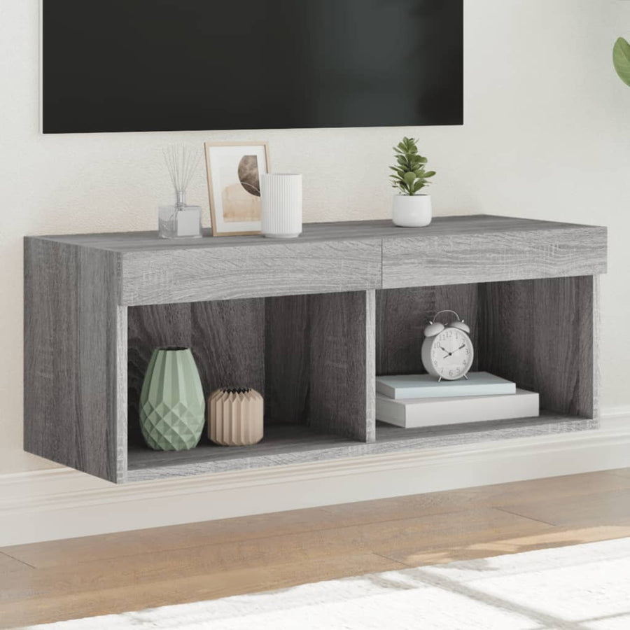 Tv-Meubel Met Led-Verlichting 80X30X30 Cm Grijs Sonoma Eiken