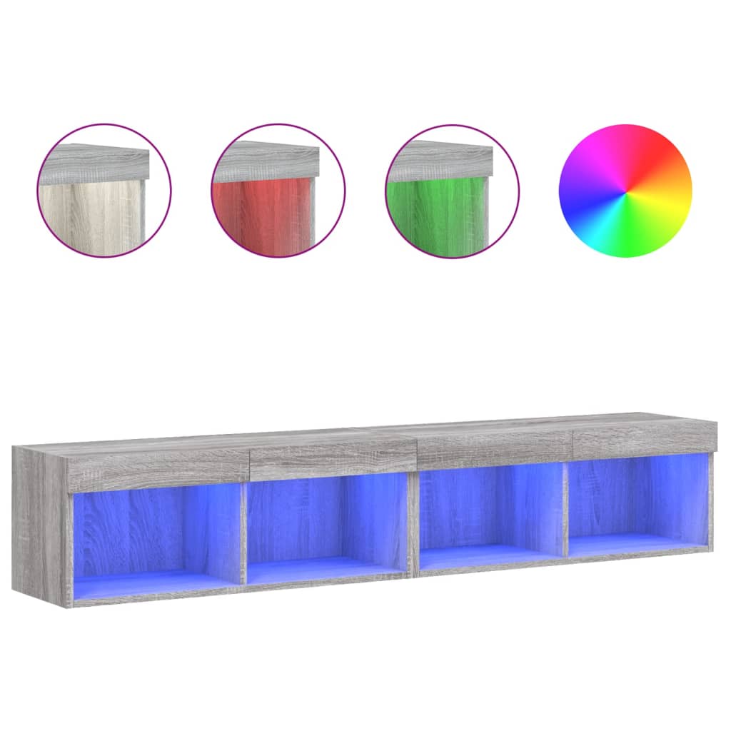 Tv-Meubels Met Led-Verlichting 2 St 80X30X30 Cm Grijs Sonoma