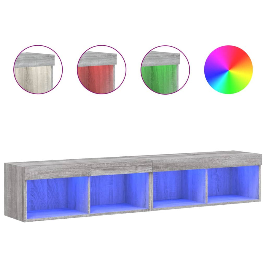 Tv-meubels met LED-verlichting 2 st 80x30x30 cm grijs sonoma