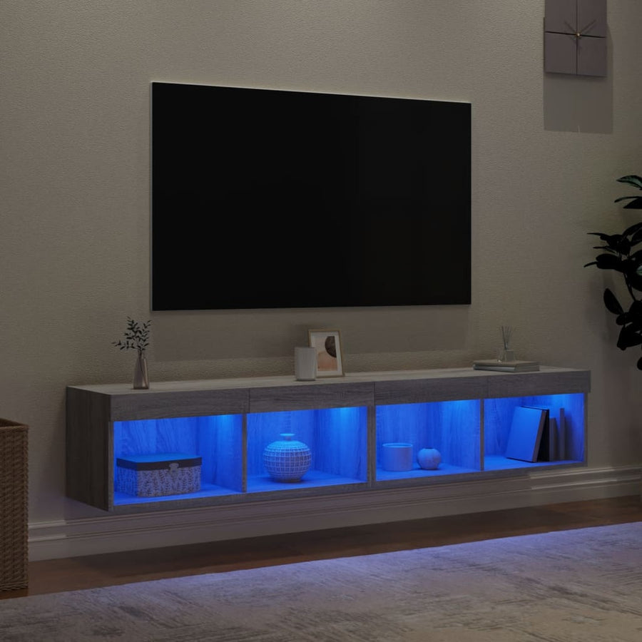 Tv-meubels met LED-verlichting 2 st 80x30x30 cm grijs sonoma